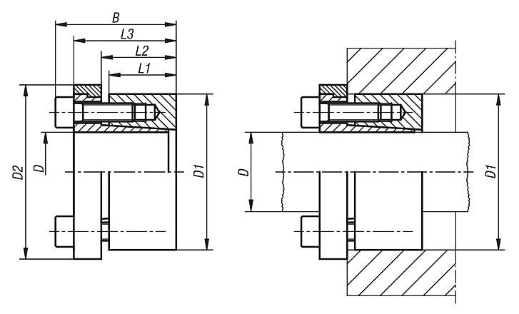 Anéis de fixação forma C com anel axial