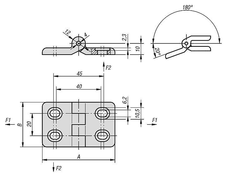 Hinges plastic, with elongated holes