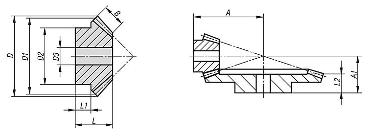 BEVEL GEARS<BR><BR>EN8 (1 : 3 RATIO) - Planetary Gear