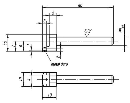 Pino sensor para batente fixo, rebaixado plano