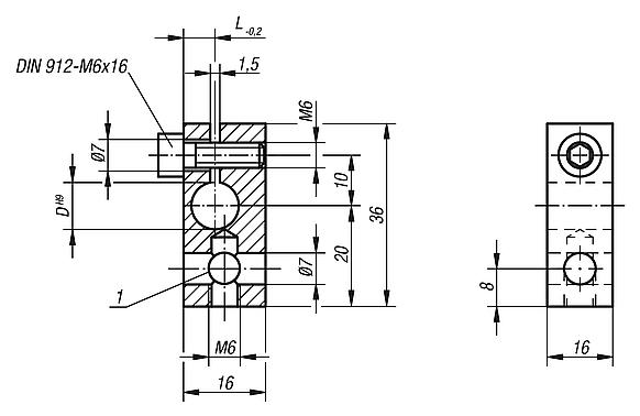 Articulações de aço, comprimento 36 mm