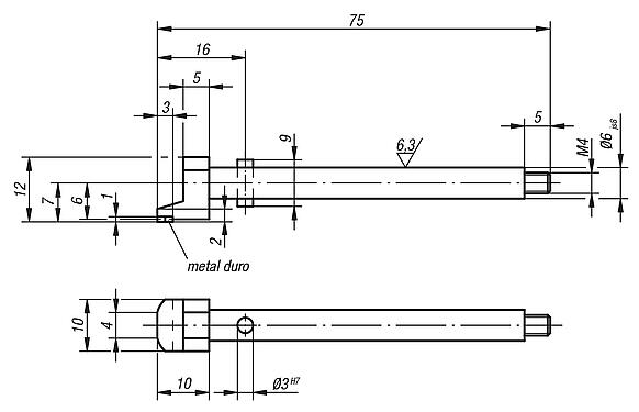 Pino sensor plano rebaixado