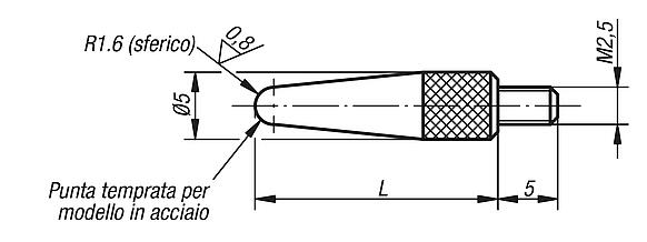 Inserti di misurazione con punta arrotondata