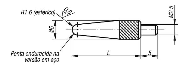 Elementos de encaixe para medição com ponta redonda