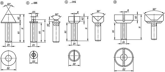 Puntas de acero 
para contrapuntas con altura de punta 12 mm