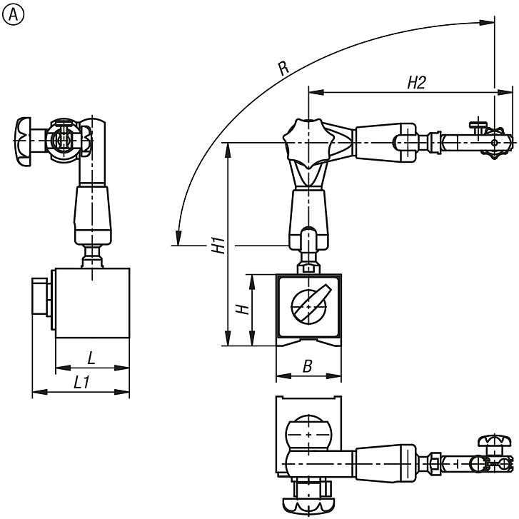 Support de mesure 3D de micro-précision, haute résistance à serrage mécanique ou progressif, forme A