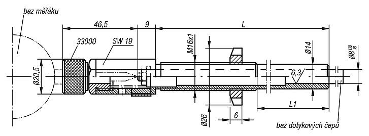 Držák měřáků dlouhé provedení se závitem