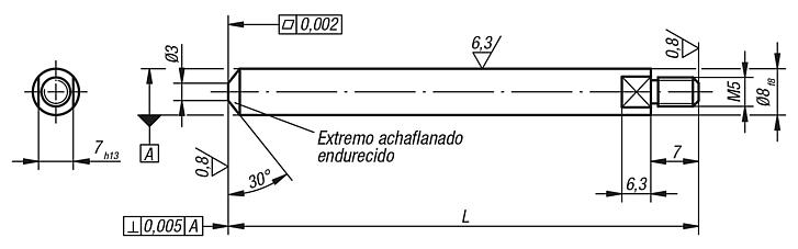 Palpadores con extremo achaflanado