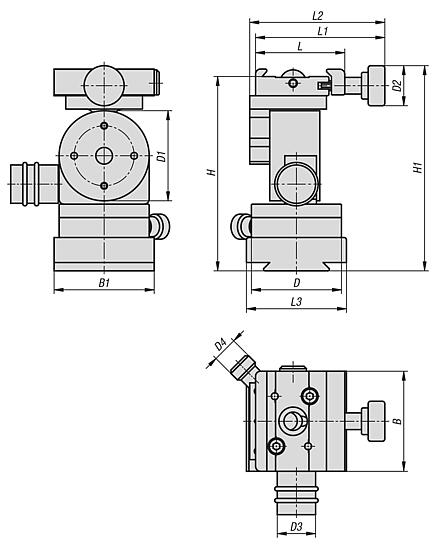 Griffes à serrage rapide pivotantes en aluminium 
avec élément d’angle
