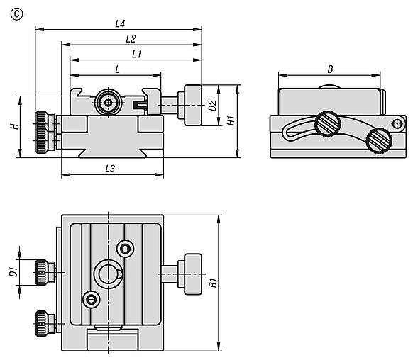 Quick-action clamp, aluminium 
with angle element
