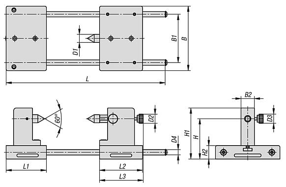 Tailstock, aluminium 
with centre height 75 mm