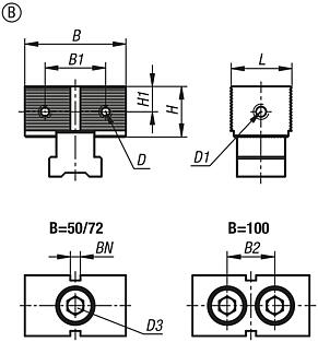 Ganasce fisse ES per sistema di bloccaggio multiplo, forma B, ganasce fisse zigrinate