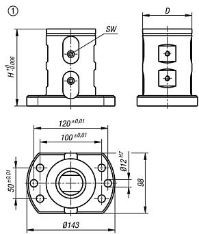 Module de base double 5 axes UNILOCK à pas de 80 mm, avec pied