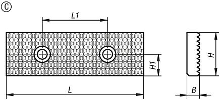Mâchoire à visser pour étau auto-centrant 65-80-125 mm, forme C, à rainures transversales