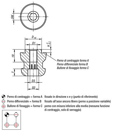 Bullone di fissaggio UNILOCK  grandezza del sistema 80 mm