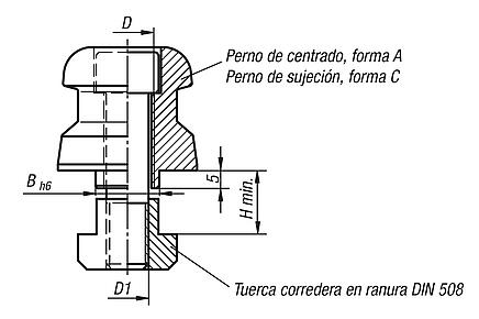 Perno de sujeción de centrado de ranura en T de 5 ejes UNILOCK tamaño de sistema 80 mm