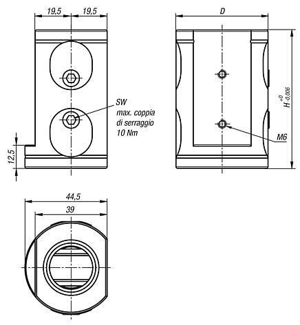 UNILOCK Modulo base 5 assi serraggio doppio grandezza del sistema 50 mm