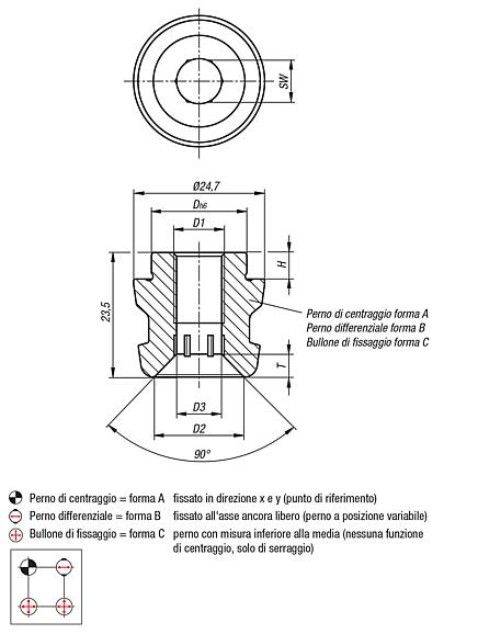 UNILOCK Bullone di fissaggio grandezza del sistema 50 mm
