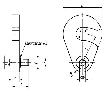 C-washers, swing, with shoulder screw