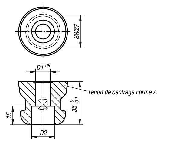 Tenon de serrage 5 axes UNILOCK pour fixation de pièces à pas de 80 mm