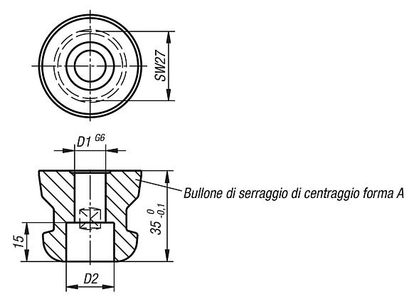 UNILOCK 5 assi, bullone di fissaggio per fissaggio del pezzo da lavorare, grandezza del sistema 80 mm