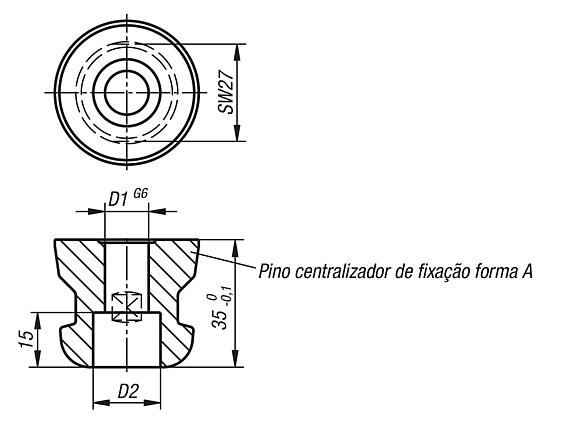 Pino de guia para o sistema de 5 eixos UNILOCK para fixação de peças de trabalho, tamanho de sistema 80 mm