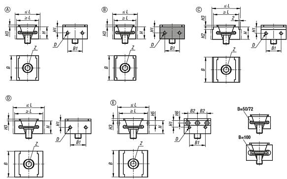 Wedge clamps steel, with different jaw faces