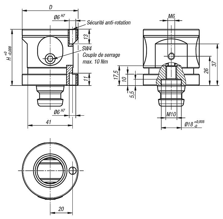 Module entretoise 5 axes UNILOCK à pas de 50 mm