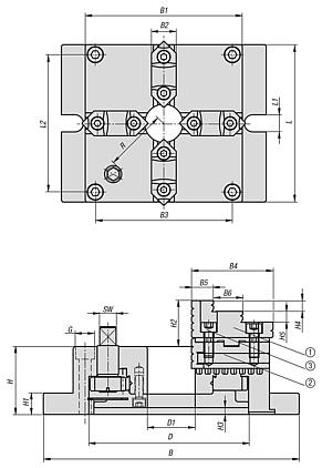 Stationary 4-jaw steel chuck