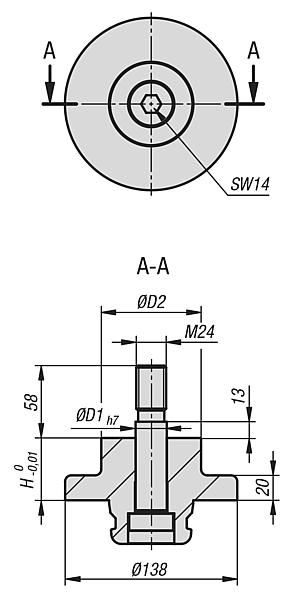 UNILOCK 5 轴缩小适配器，系统尺寸 138 mm