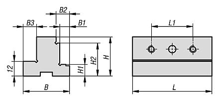 Mors épaulé pour étau auto-centrant, largeur de mors 65 mm