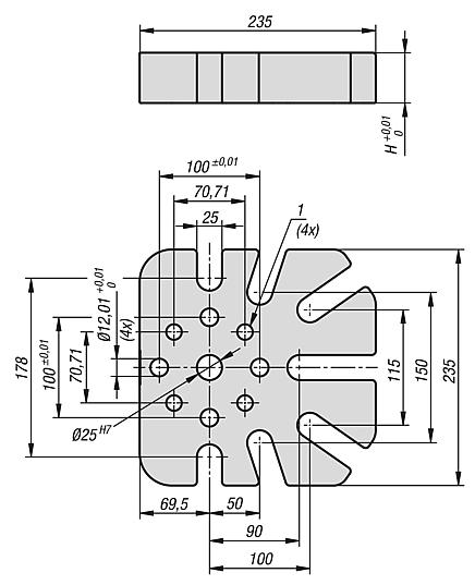 Platine rehausse universelle pour module de base 5 axes UNILOCK à pas de 138 mm