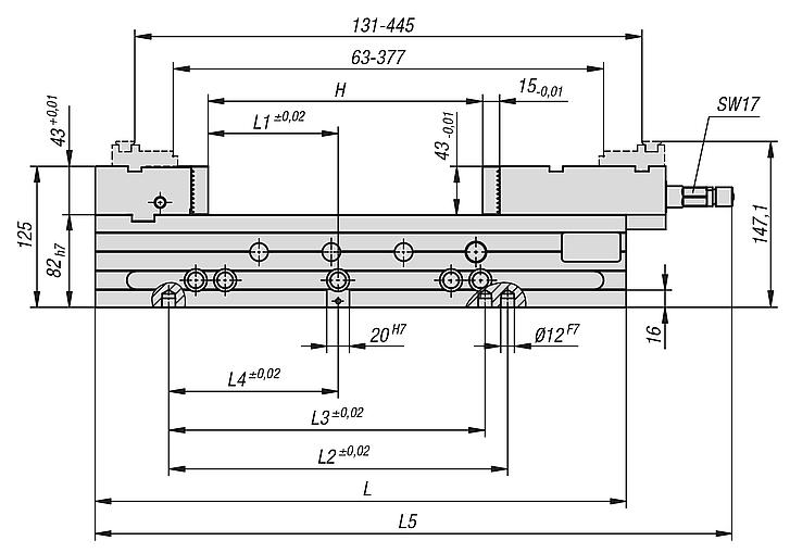 NC vice jaw width 125 mm