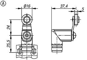 Attuatore per interruttore di posizione, Form A, leva oscillante