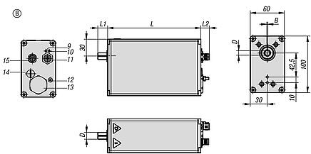 Actuators, stainless steel or aluminium, for linear actuators, Form B