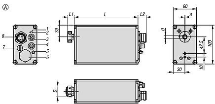 Attuatori in acciaio inox o alluminio per unità lineari, forma A