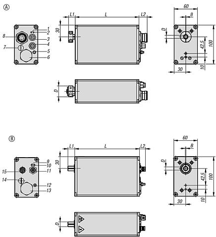 Attuatori in acciaio inox o alluminio per unità lineari