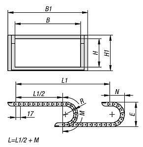 Energy chains, plastic inner height 12 mm, closed