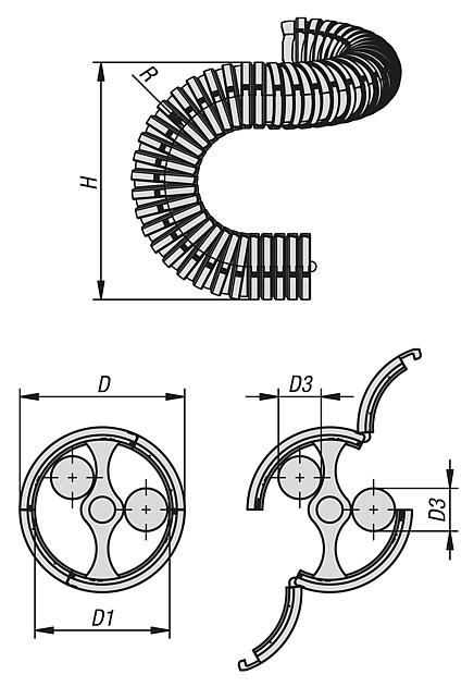 3D energy chains, plastic