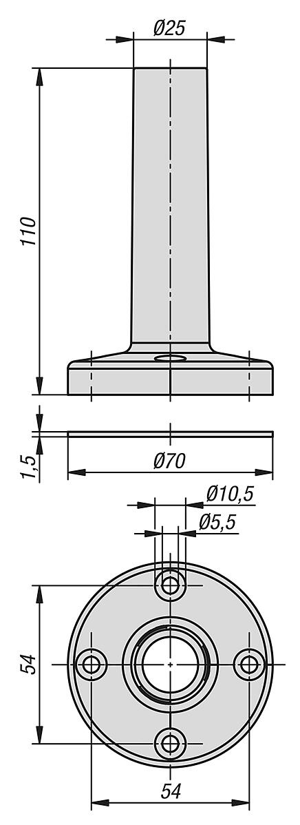Base with Ø25 mm tube