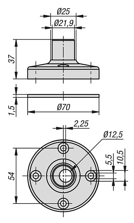 Base for Ø25 mm tube
