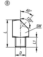 Grease nipples flush type DIN 3405, Form B, 45°