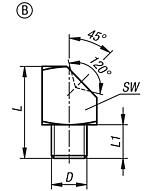 Graisseur en forme de trémie, conforme à la norme DIN 3405, forme B, coude à 45°