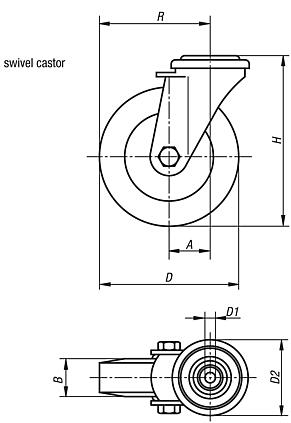 Swivel castor, electrically conductive