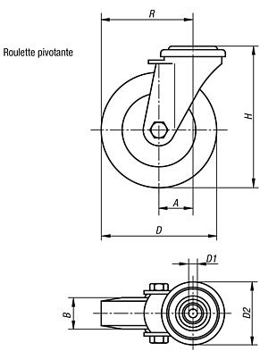 Roulette pivotante conductrice d'électricité