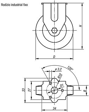 Rodízio industrial fixo, eletricamente condutivo