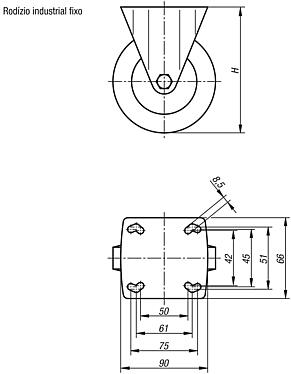 Rodízio industrial fixo, eletricamente condutivo