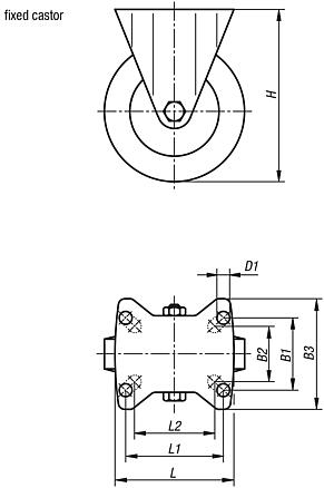 Fixed castor, electrically conductive