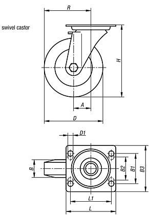 Swivel castors 