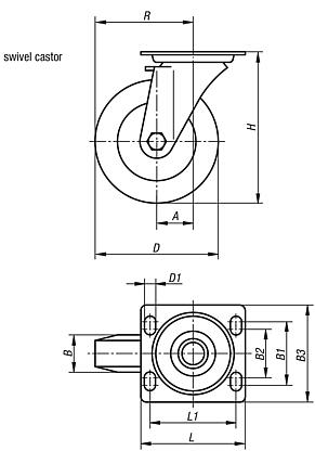 Swivel castors 